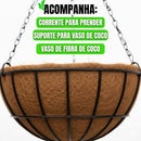 Vaso com Pendente de Ferro em Fibra Coco