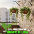 Vaso com Pendente de Ferro em Fibra Coco