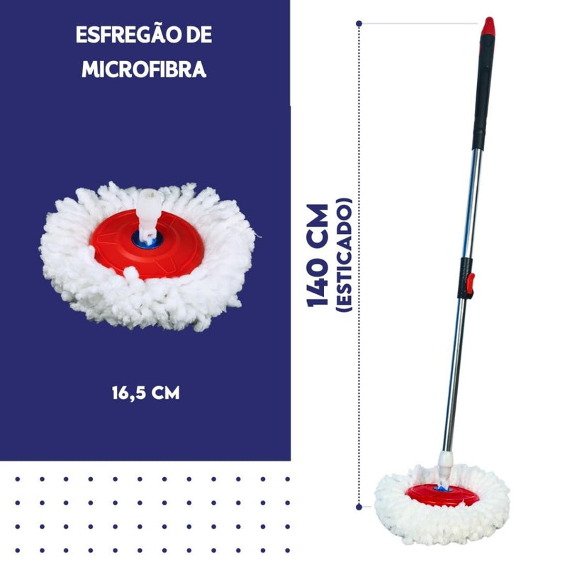 Mop NYBC Giratório Balde Cesto Inox - Linha Premium