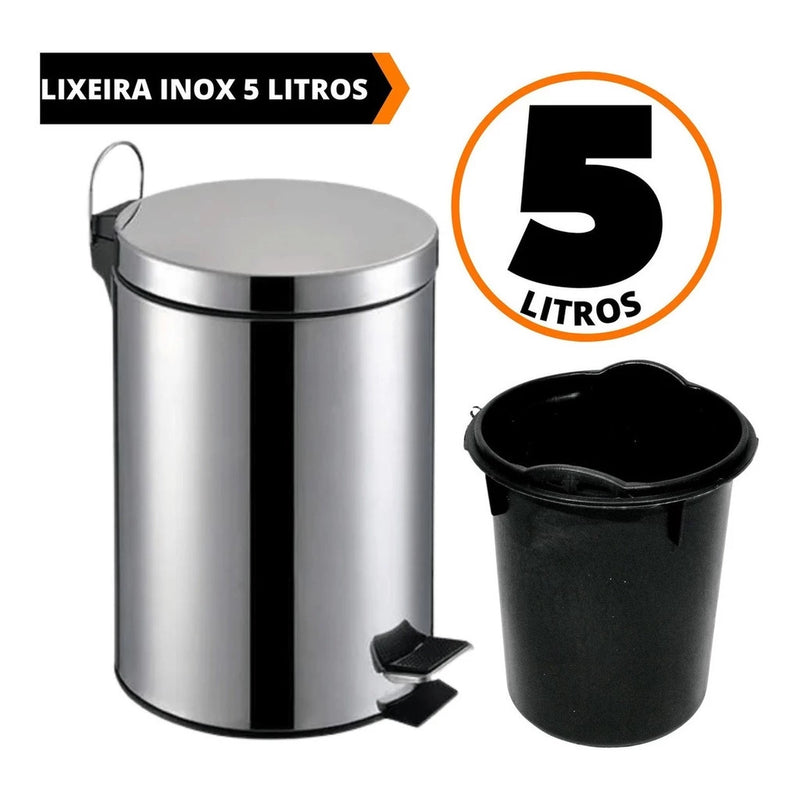 Lixeira de Aço e Inox - 5 litros