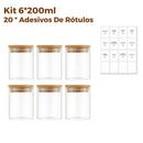 Kit 6 Potes Para Alimentos Com Tampa Bambu 200ML