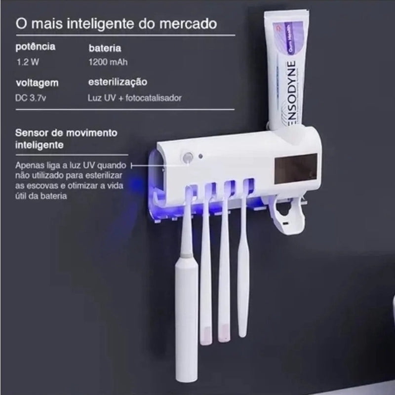 Dispenser Porta Escovas Com Esterilizador UV Automático