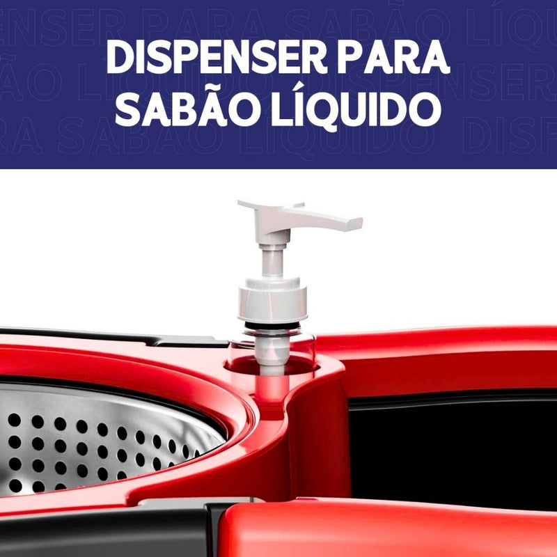 Mop NYBC Giratório Balde Cesto Inox - Linha Premium