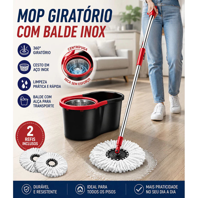 Mop Giratório Balde Inox Premium