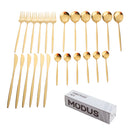 Talheres em Aço Inox Dourado - 24 Peças