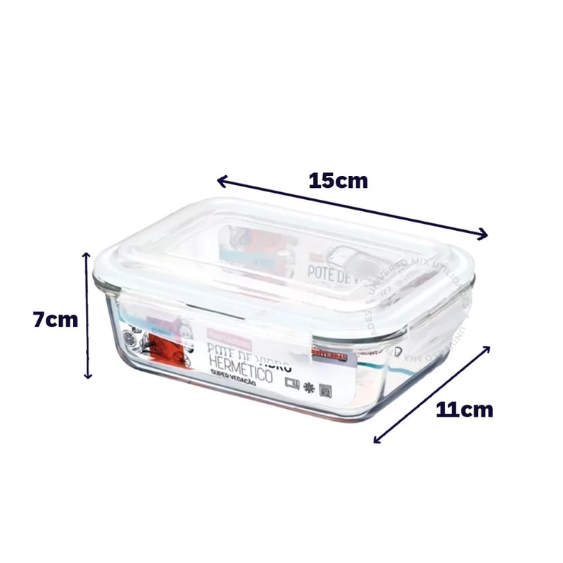 Pote de Vidro com Tampa Hermtica Click Glass - 5 Peças