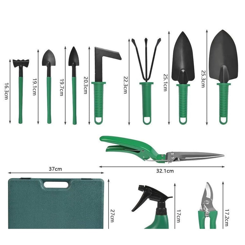 Kit de Ferramentas Para Jardinagem com 10 Peças + Maleta