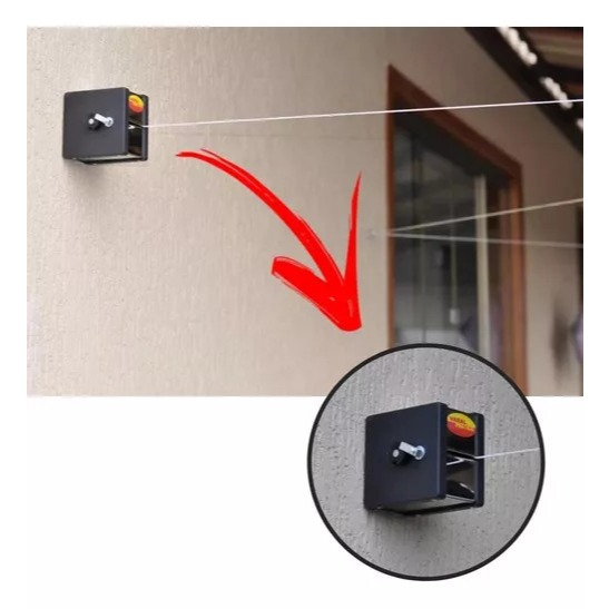 Varal de Parede Retratil Recolhivel Inox Portátil 30 Mts Suporta 60kg Corda Resistente a Sol Chuva