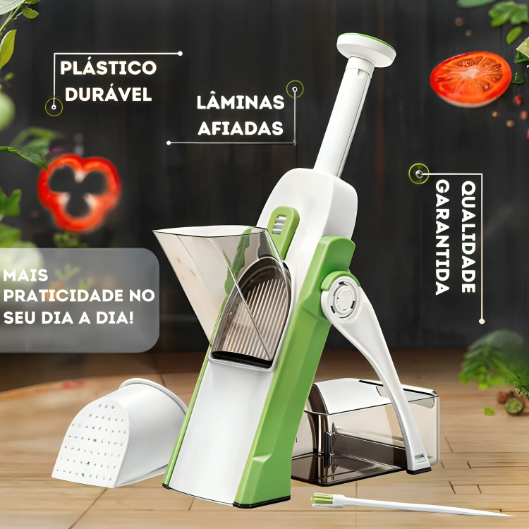 Cortador Fatiador Mandoline Multifuncional 5 Funções para Cortar Batata Legumes e Vegetais Food Chopper Inovador