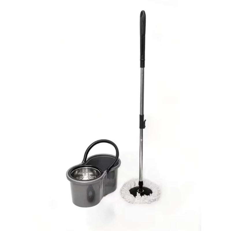 Esfregão Mop Com Centrifuga Inox + 2 Refil de Microfibra