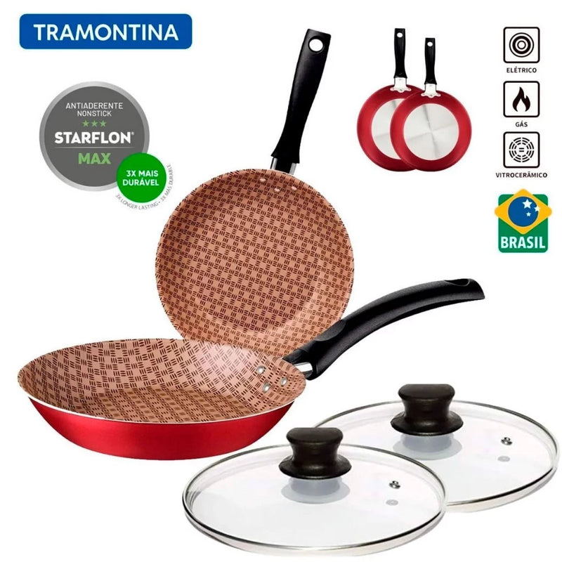 Conjunto de Frigideira Tramontina Antiaderente C/ Tampa