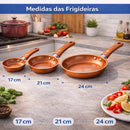 Jogo Frigideiras Antiaderente Revestida em Cerâmica