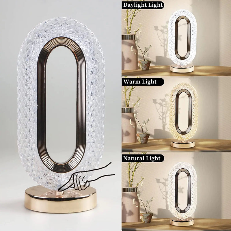 Luminária de Mesa Luxuosa em Cristal