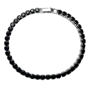 Pulseira Riviera Luxo Zircônia Preta Aço - Tamanho 8