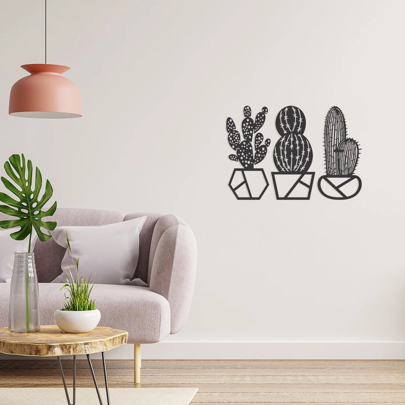 Quadro Decorativo Floral Cactos 3 Peças