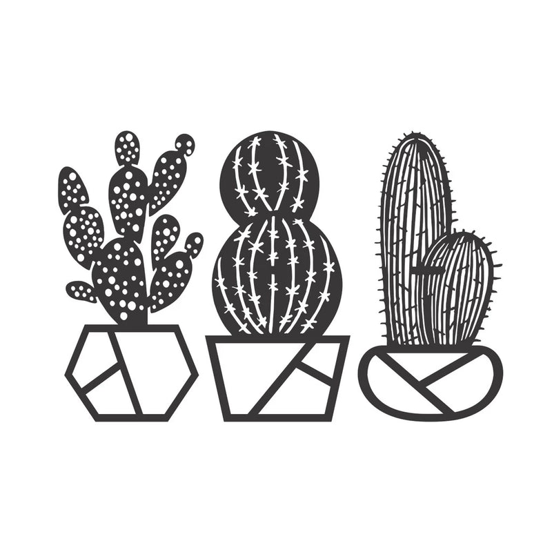 Quadro Decorativo Floral Cactos 3 Peças