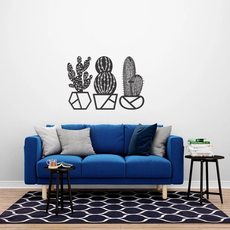 Quadro Decorativo Floral Cactos 3 Peças