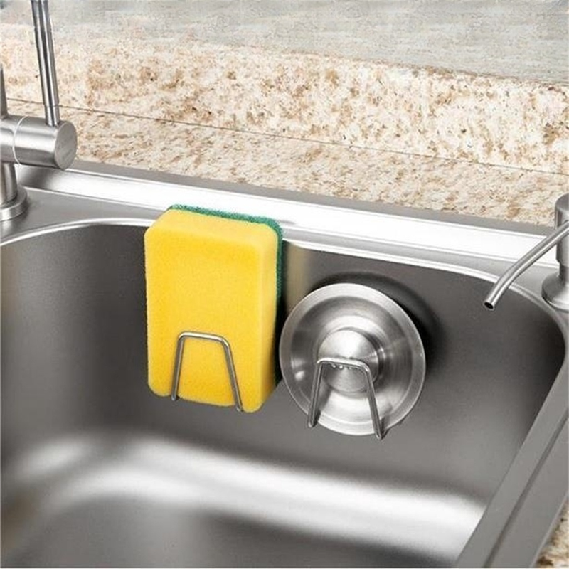 Kit 2 Aço inoxidável Suporte Porta Esponja para bucha de pia Prateleira de cozinha(Enviamos imediatamente)