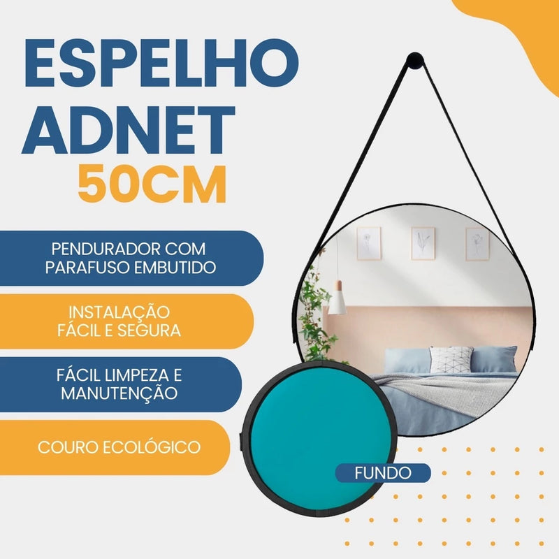 Espelho Adnet 50cm com Alça e Suporte - Linha Premium