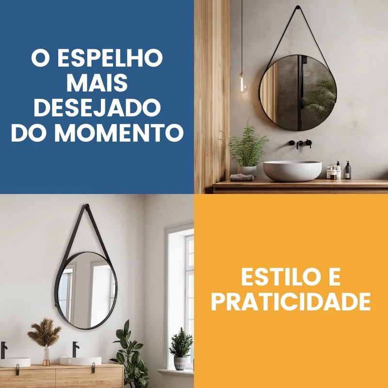 Espelho Adnet 50cm com Alça e Suporte - Linha Premium