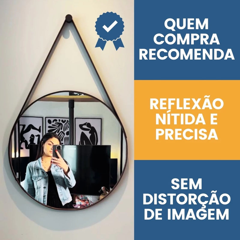 Espelho Adnet 50cm com Alça e Suporte - Linha Premium